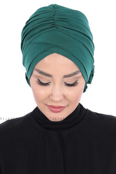 Elisabeth - Mörkgrön Bomull Turban