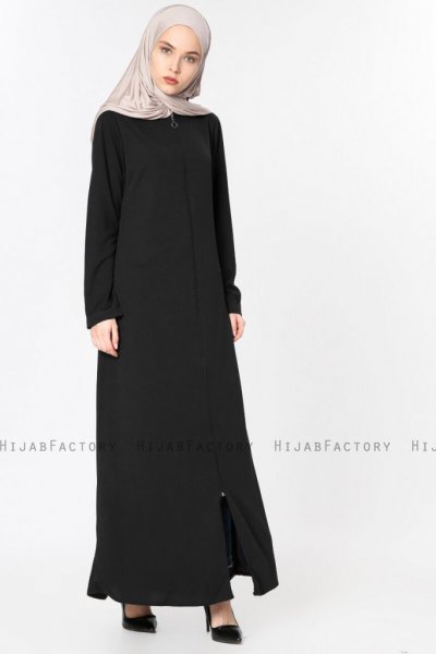 Elvan - Svart Abaya - Miss Cazibe 251001b