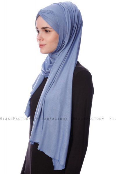 Eslem - Indigo Pile Jersey Hijab - Ecardin
