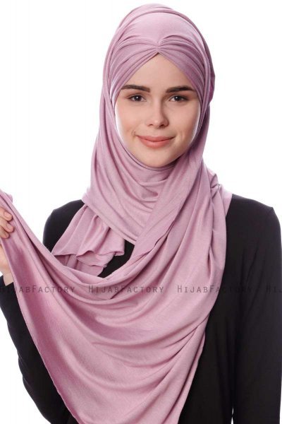 Eslem - Lila Pile Jersey Hijab - Ecardin