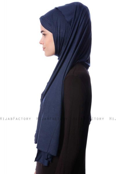 Eslem - Marinblå Pile Jersey Hijab - Ecardin