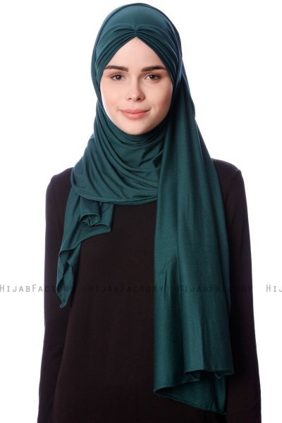 Eslem - Mörkgrön Pile Jersey Hijab - Ecardin