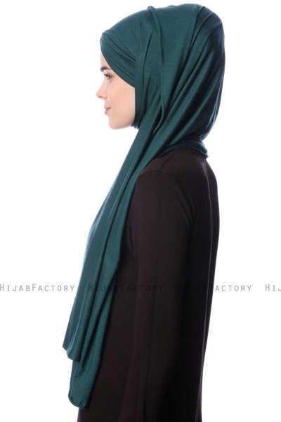Eslem - Mörkgrön Pile Jersey Hijab - Ecardin
