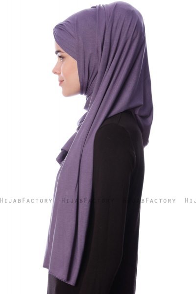 Eslem - Mörklila Pile Jersey Hijab - Ecardin