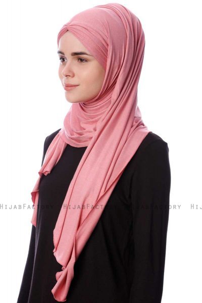 Eslem - Mörkrosa Pile Jersey Hijab - Ecardin