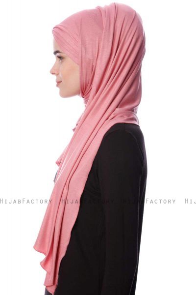 Eslem - Mörkrosa Pile Jersey Hijab - Ecardin