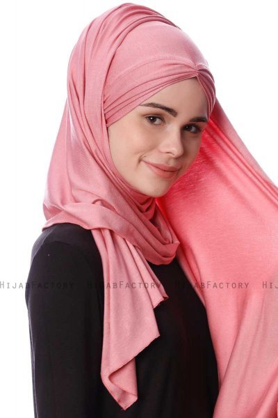 Eslem - Mörkrosa Pile Jersey Hijab - Ecardin