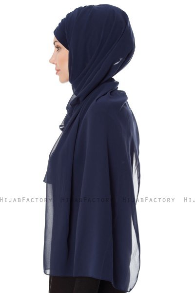 Evren - Marinblå Chiffon Hijab