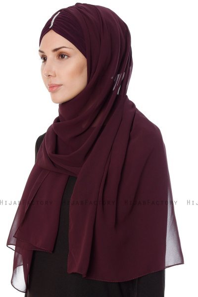 Evren - Plommon Chiffon Hijab