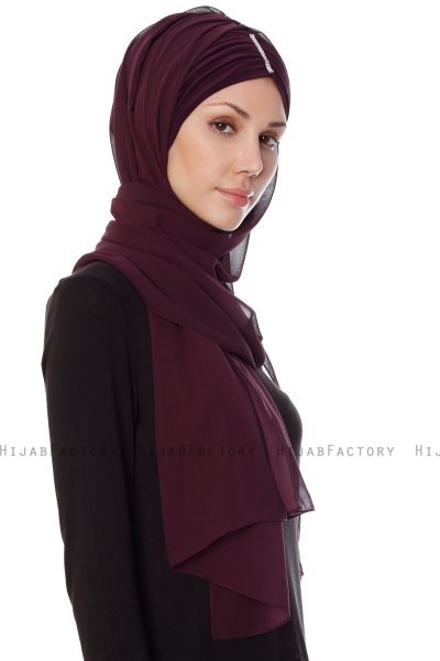 Evren - Plommon Chiffon Hijab
