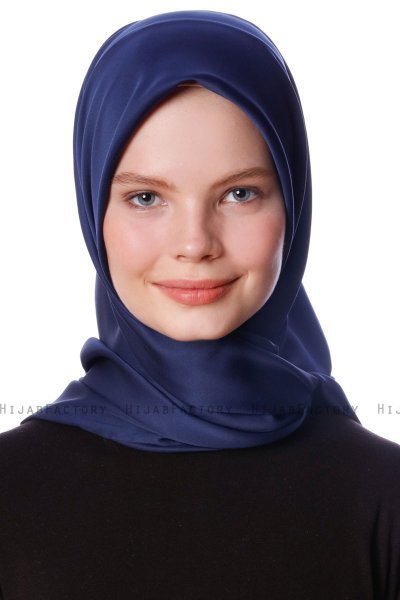 Eylul - Marinblå Fyrkantig Rayon Hijab