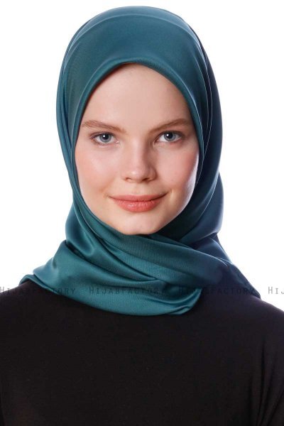 Eylul - Mörkgrön Fyrkantig Rayon Hijab