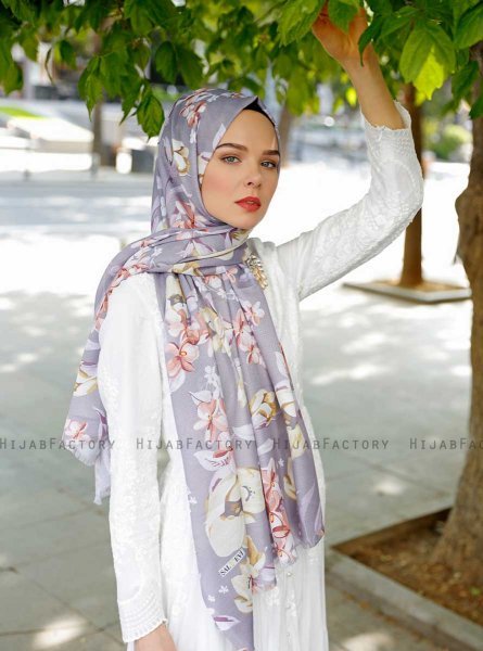 Fani - Lila Mönstrad Hijab - Sal Evi