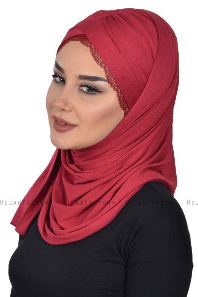 Filippa - Bordeaux Praktisk Bumull Hijab - Ayse Turban
