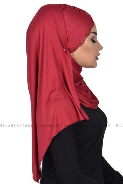 Filippa - Bordeaux Praktisk Bumull Hijab - Ayse Turban