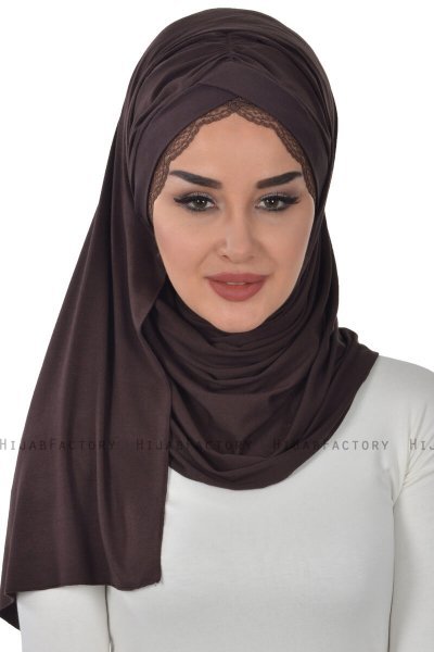 Filippa - Brun Praktisk Bumull Hijab - Ayse Turban
