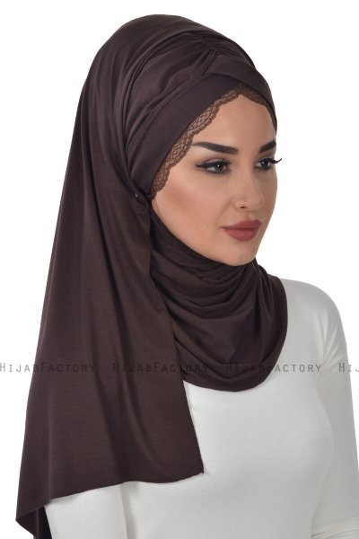 Filippa - Brun Praktisk Bumull Hijab - Ayse Turban