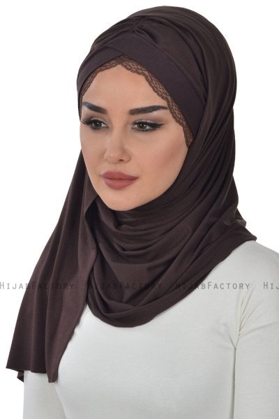 Filippa - Brun Praktisk Bumull Hijab - Ayse Turban