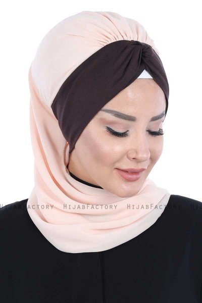 Gill - Beige & Brun Praktisk Hijab