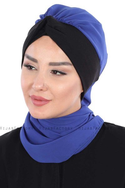 Gill - Blå & Svart Praktisk Hijab