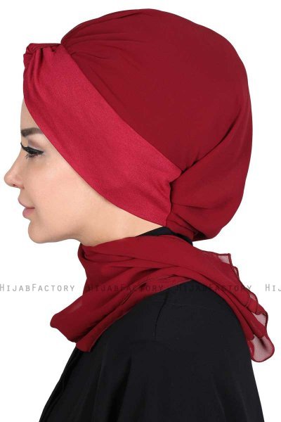 Gill - Bordeaux & Bordeaux Praktisk Hijab