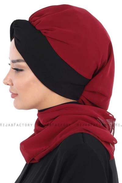 Gill - Bordeaux & Svart Praktisk Hijab
