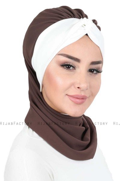 Gill - Brun & Creme Praktisk Hijab