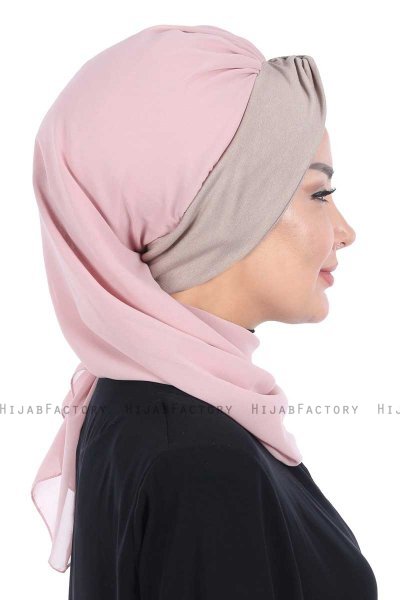 Gill - Gammelrosa & Taupe Praktisk Hijab