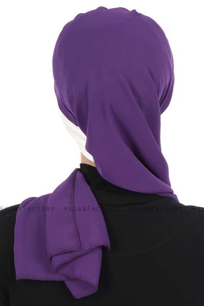 Gill - Lila & Creme Praktisk Hijab