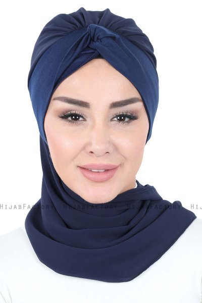 Gill - Marinblå & Marinblå Praktisk Hijab