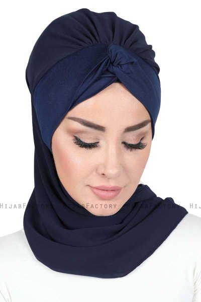 Gill - Marinblå & Marinblå Praktisk Hijab