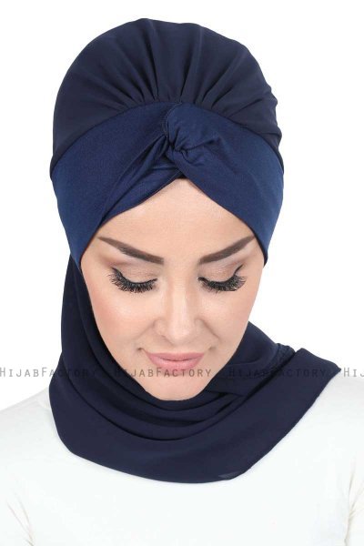 Gill - Marinblå & Marinblå Praktisk Hijab