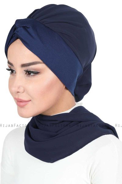 Gill - Marinblå & Marinblå Praktisk Hijab
