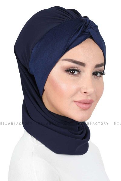 Gill - Marinblå & Marinblå Praktisk Hijab