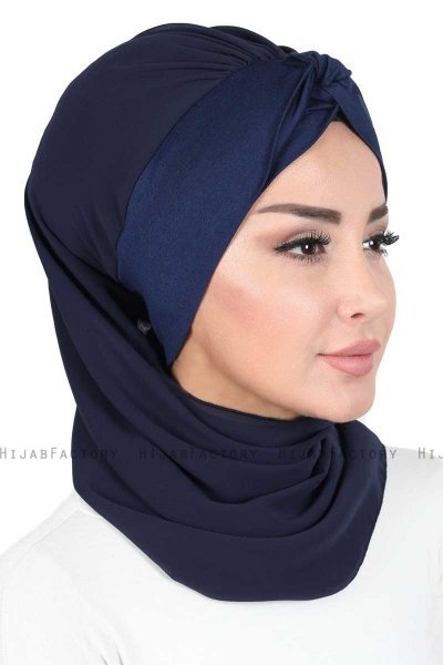 Gill - Marinblå & Marinblå Praktisk Hijab