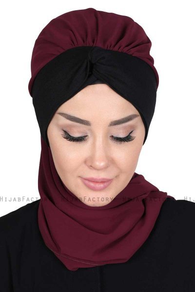 Gill - Plommon & Svart Praktisk Hijab