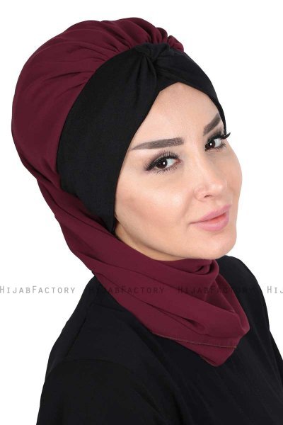 Gill - Plommon & Svart Praktisk Hijab