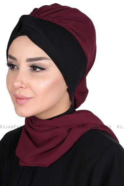 Gill - Plommon & Svart Praktisk Hijab
