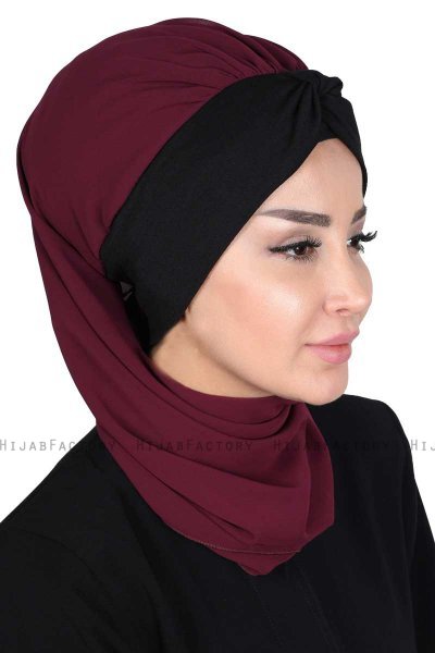 Gill - Plommon & Svart Praktisk Hijab