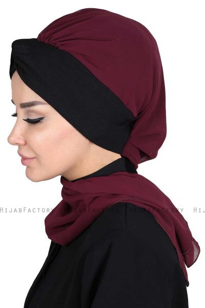 Gill - Plommon & Svart Praktisk Hijab