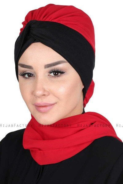 Gill - Röd & Svart Praktisk Hijab