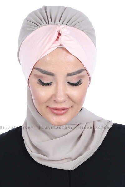 Gill - Taupe & Gammelrosa Praktisk Hijab
