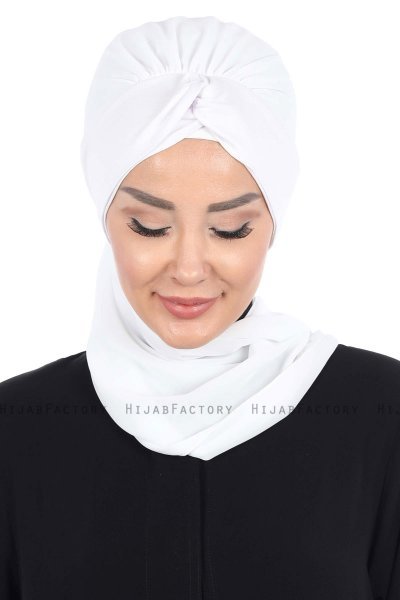 Gill - Vit & Vit Praktisk Hijab