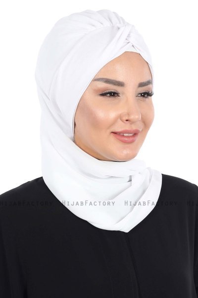 Gill - Vit & Vit Praktisk Hijab