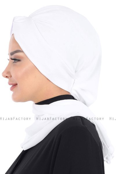 Gill - Vit & Vit Praktisk Hijab