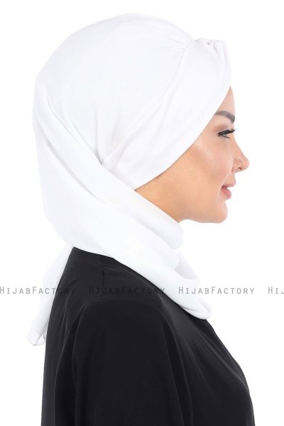Gill - Vit & Vit Praktisk Hijab