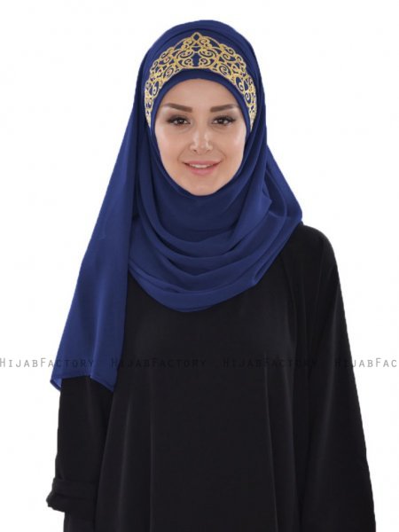 Gina Marinblå Praktisk One-Piece Hijab Ayse Turban 3241123-1