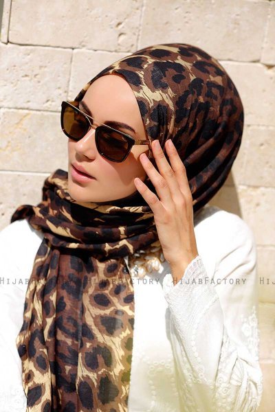 Gizala - Leopard Mönstrad Hijab - Sal Evi