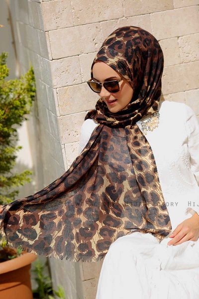 Gizala - Leopard Mönstrad Hijab - Sal Evi