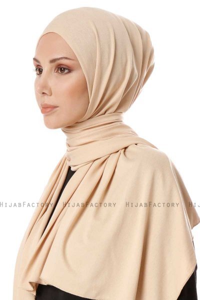 Hande - Beige Bomull Hijab - Gülsoy